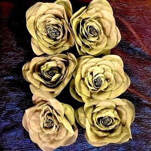 Elegant 6” Gray Organza Flowers 6 for $24